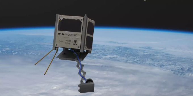 Noch ist dieses Bild keine Realität: Der «Wisa Woodsat» im Weltall. Wisa Woodsat