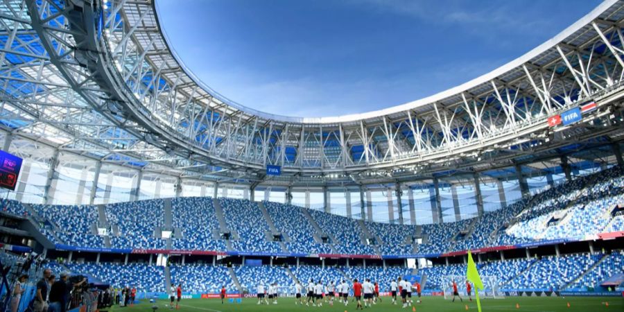 Die Schweizer Nationalmannschaft trainiert im Nizhny Novgorod Stadion in Nizhny Novgorod, Russland.