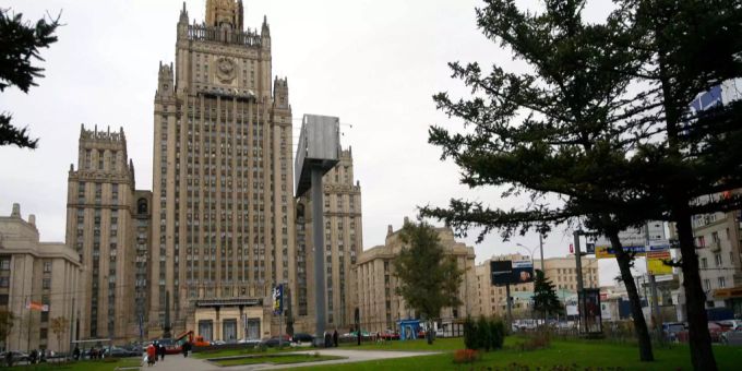 Blick auf das russische Aussenministerium in Moskau. Blick auf das russische Aussenministerium in Moskau.
