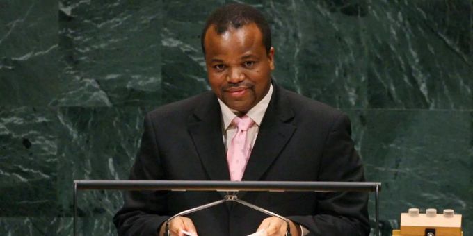 König Mswati III., Regierungschef von eSwatini, hält eine Rede vor den Vereinten Nationen. König Mswati III., Regierungschef von eSwatini, hält eine Rede vor den Vereinten Nationen.