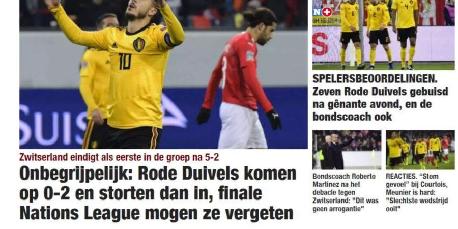 «Het Nieuwsblad» findet es unvorstellbar, dass die Belgier einen 2:0-Vorsprung vergeben und das Finale der Nations League verpassen.