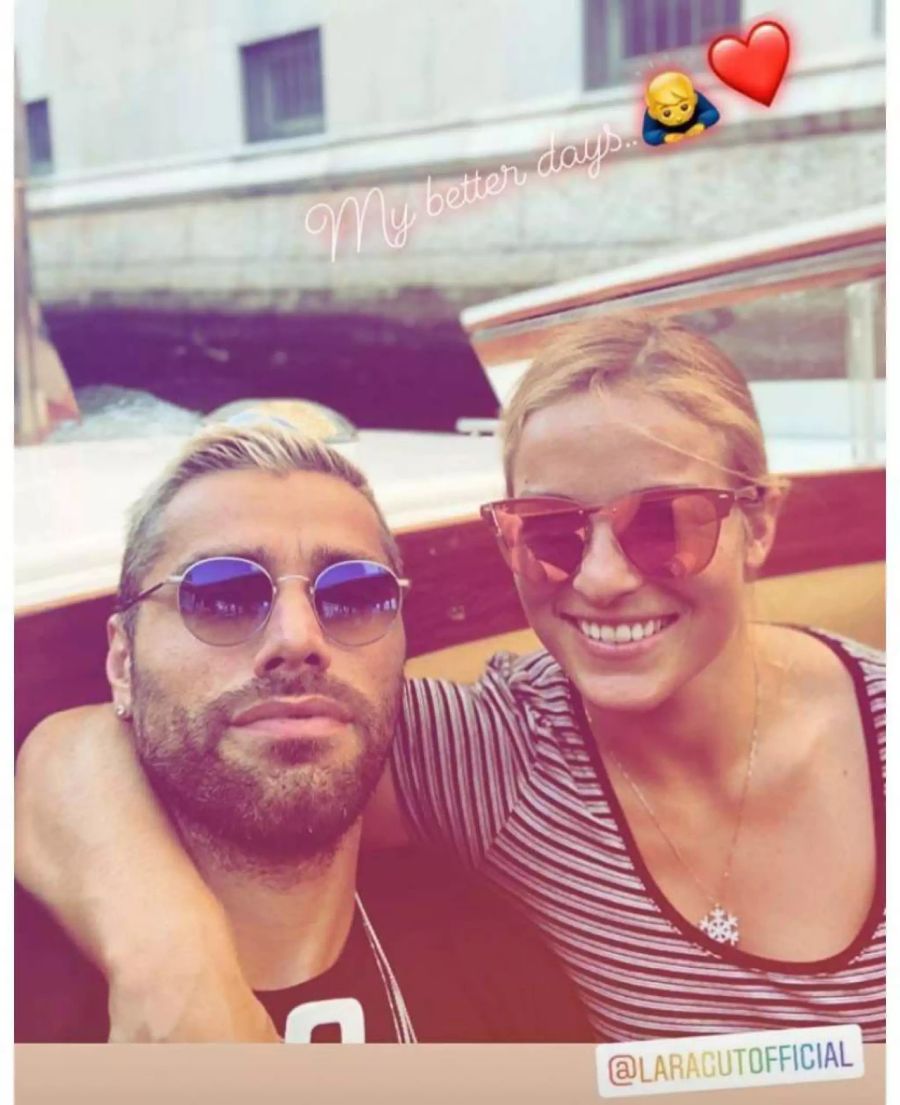 Valon Behrami und Lara Gut zeigen sich vor ihrer Abreise als glückliches Paar.