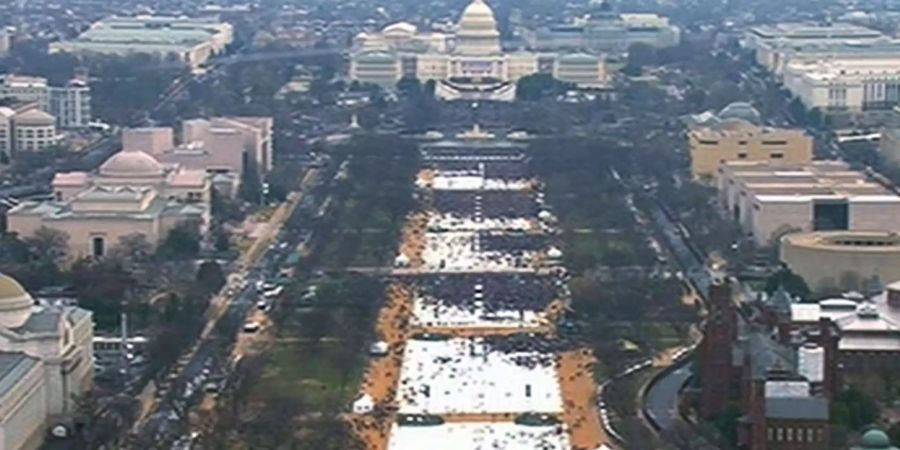 Die Menge an der Nationalpromenade – National Mall – in Washington während der Amtseinführungen des US-Präsidenten Donald Trump.