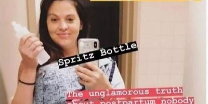 Hana Nitsche - Topmodel trägt nach Geburt Windeln und Kühlpads