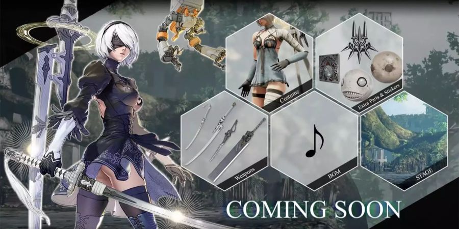 2B inklusive einer Vorschau der NieR: Automata Inhalte, welche im 2B-Charakterset enthalten werden.