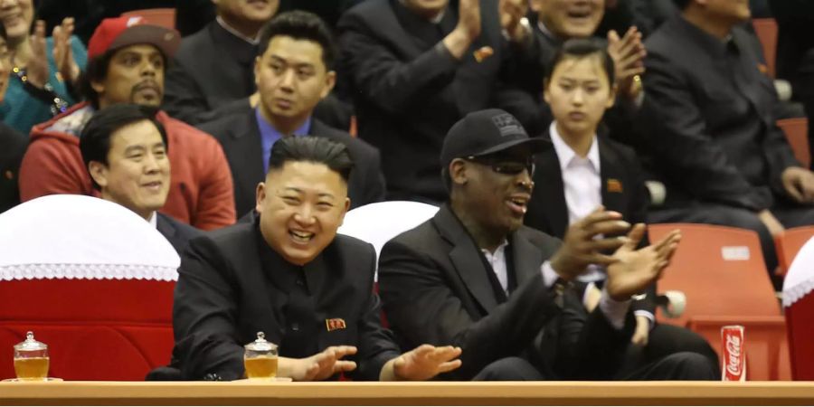 Dennis Rodman zu Besuch bei Kim Jong-Un im Februar 2013.