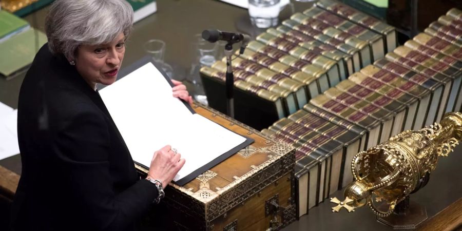 Theresa May, Premierministerin von Grossbritannien, während Debatte.