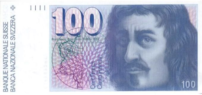 Bei der sechsten Banknotenserie übernahm die SNB Planung und Gestaltung. Auf dem 100er aufgedruckt war Architekt Francesco Borromini. Bei der sechsten Banknotenserie übernahm die SNB Planung und Gestaltung. Auf dem 100er aufgedruckt war Architekt Francesco Borromini.
