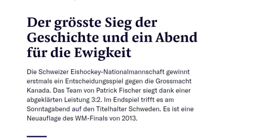 Die «NZZ» wählt grosse Worte für die grosse Leistung