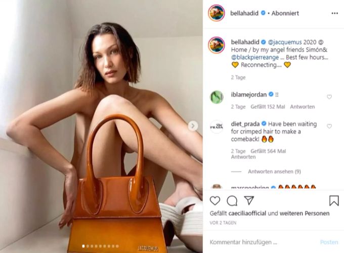 Bella Hadid und ihre Luxus-Tasche in der Corona-Krise. Bella Hadid