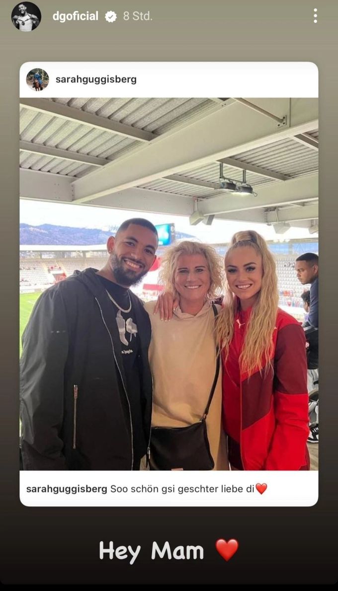 Douglas Luiz mit Alishas Mami Sarah. Alisha Lehmann