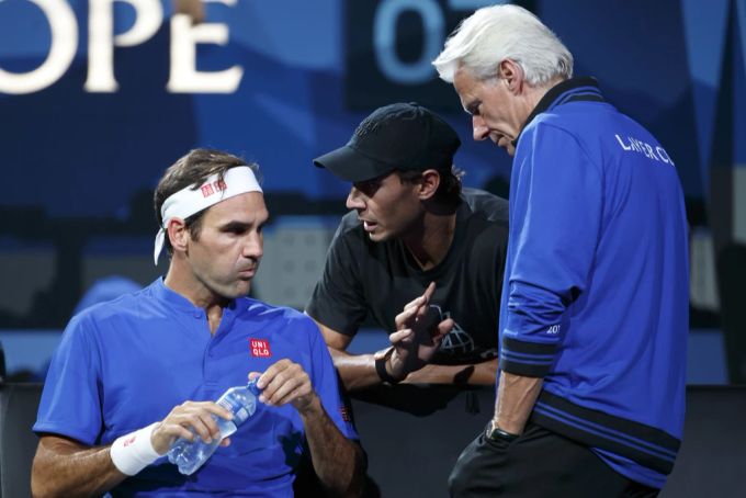 Auch in diesem Jahr wird sich Roger Federer (l.) auf die Hilfe von Rafael Nadal (m.) und Björn Borg (r.) verlassen können. (Archivbild) Roger Federer