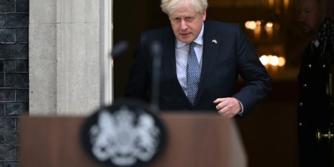 Johnson vor der Rücktrittserklärung als Parteichef. johnson