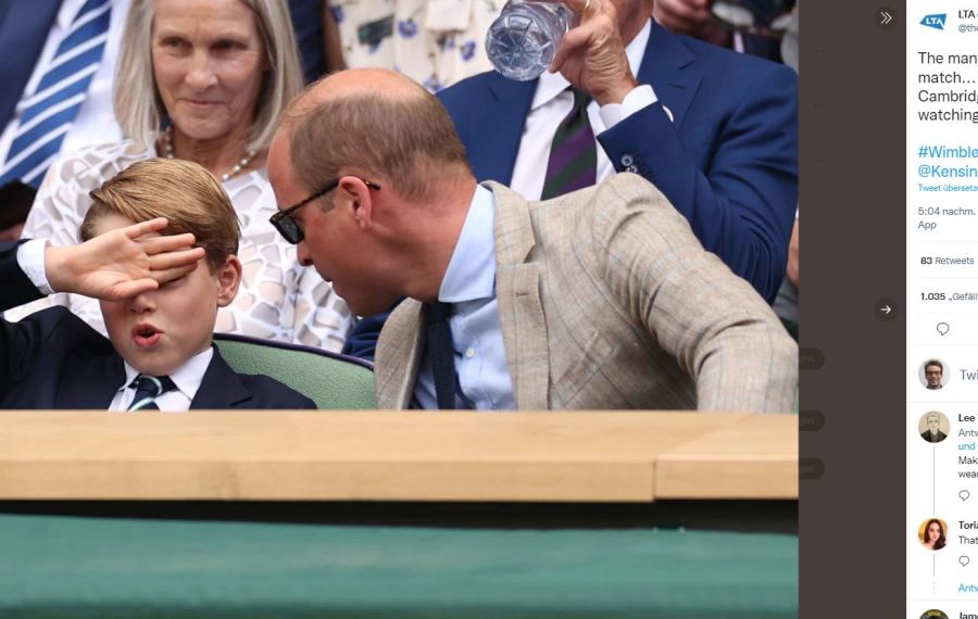 Prinz George schwitzte beim Wimbledon-Final in seinem Anzug.