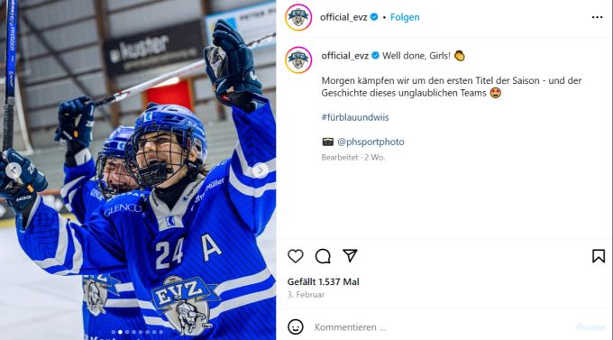 Die Spielerinnen des EV Zug haben in dieser Saison viel Grund zum Jubeln. EV Zug