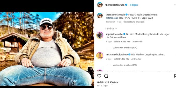 Über Instagram bestätigt Stefan Raab einen erneuten Kampf gegen Regina Halmich. Stefan Raab Comeback Instagram