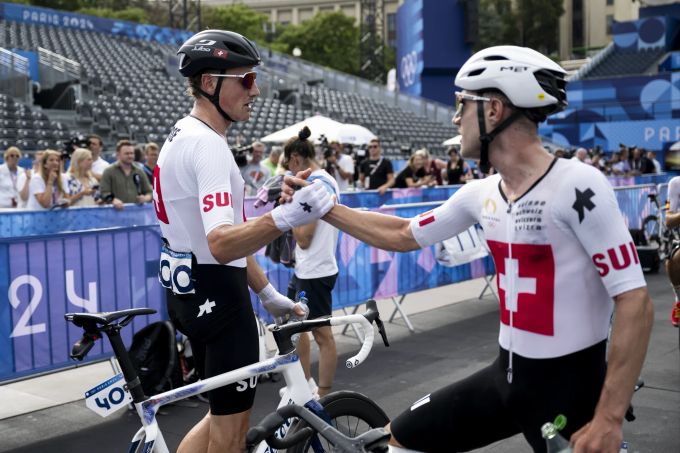 Stefan Küng und Marc Hirschi gehen bei Olympia 2024 leer aus. Küng Hirschi Olympia 2024