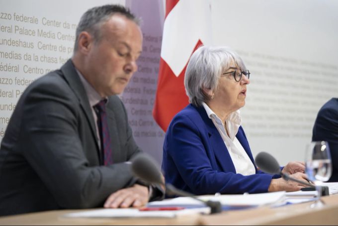 Bundesrätin Elisabeth Baume-Schneider erläuterte an einer Medienkonferenz die Gründe für ein Ja zur BVG-Reform. BVG-Reform Elisabeth Baume-Schneider