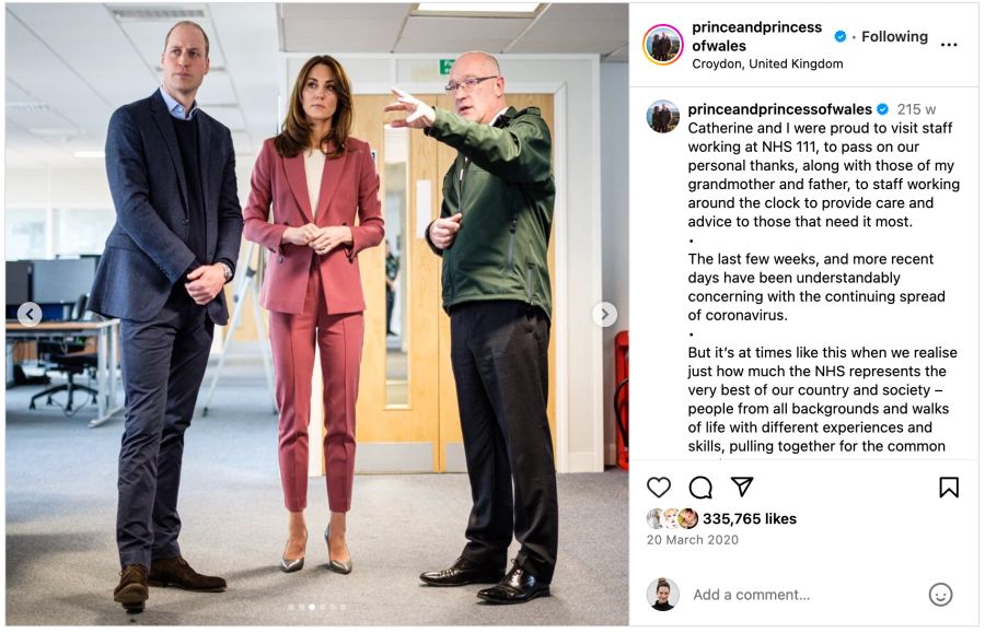 Der Herzog und die Herzogin von Cambridge bei einem Event, Instagram