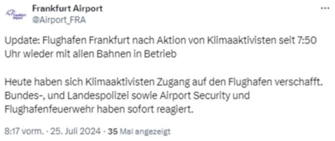 Am Flughafen Frankfurt können wieder alle Bahnen genutzt werden. Flughafen Frankfurt
