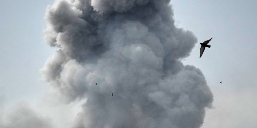Ein Vogel fliegt durch eine Rauchwolke nach einer Explosion in Teheran. Foto: Vahid Salemi/AP/dpa
