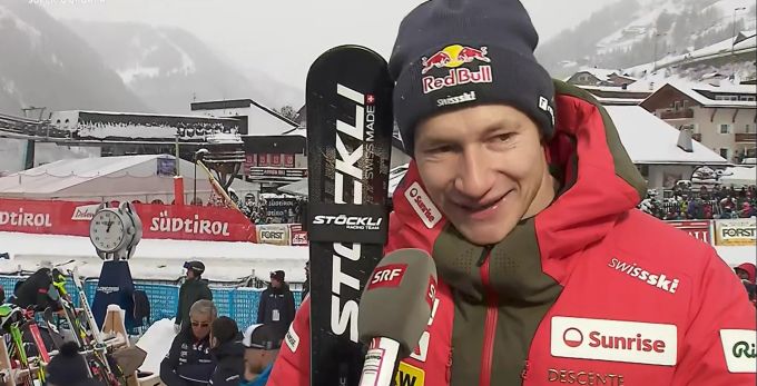 Marco Odermatt im Interview nach dem Rennen. Marco Odermatt
