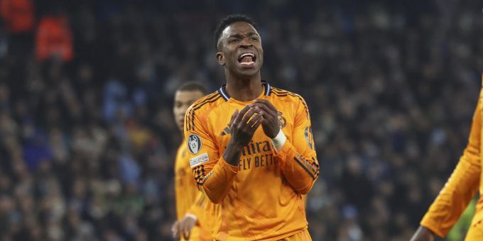 Real Madrids Vinicius Junior während dem Spiel gegen Manchester City. Britain Soccer Champions League