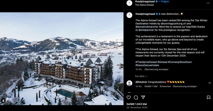 Der Kaufpreis für das Hotel soll bei 200 Millionen Franken liegen. amerikaner alpina gstaad