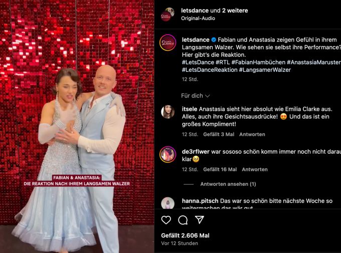 Fabian Hambüchen und seine Tanzpartnerin Anastasia überzeugten mit ihrem langsamen Walzer. fabian hambüchen