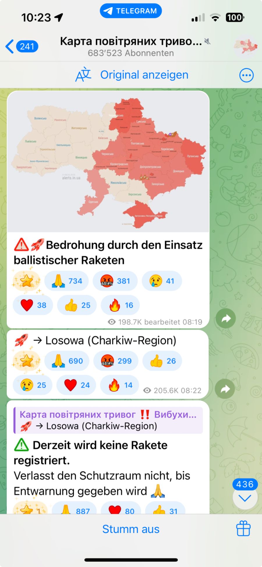 Drohnen-Alarm in der Ukraine. Solche Meldungen erscheinen.