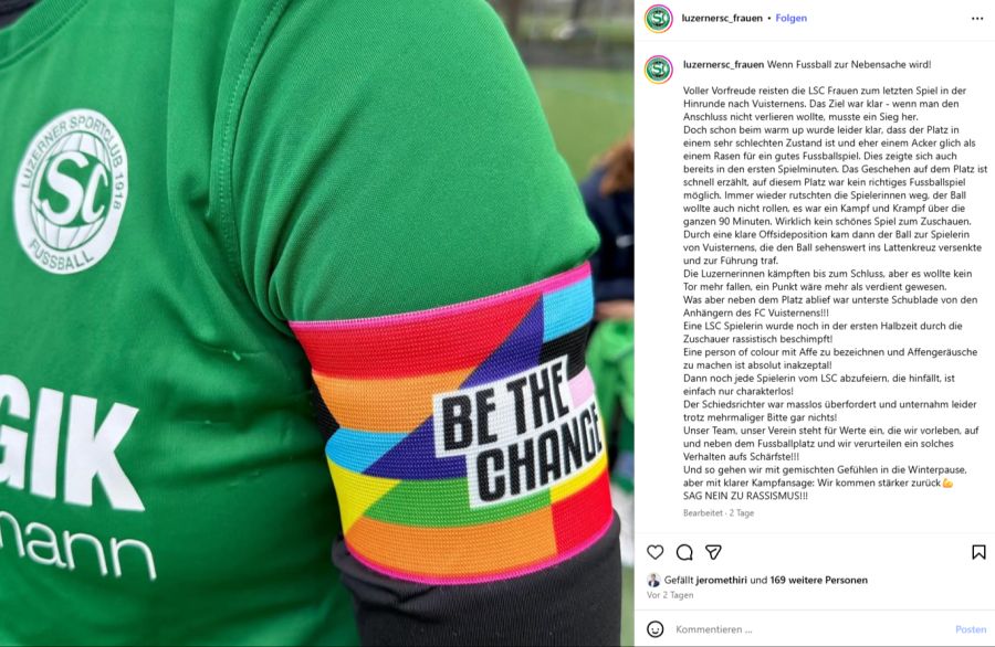 Der Post vom Frauenteam des Luzerner SC auf Instagram.