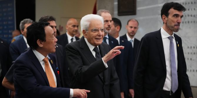 Qu Dongyu und Sergio Mattarella
