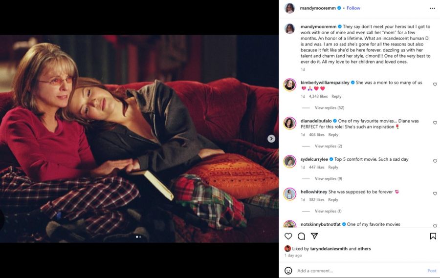 Mandy Moore teilte ein Bild von sich und ihrer «Mentorin» Diane Keaton.