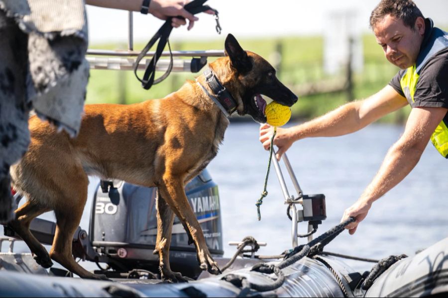 Die Polizei setzte auch Spürhunde ein.