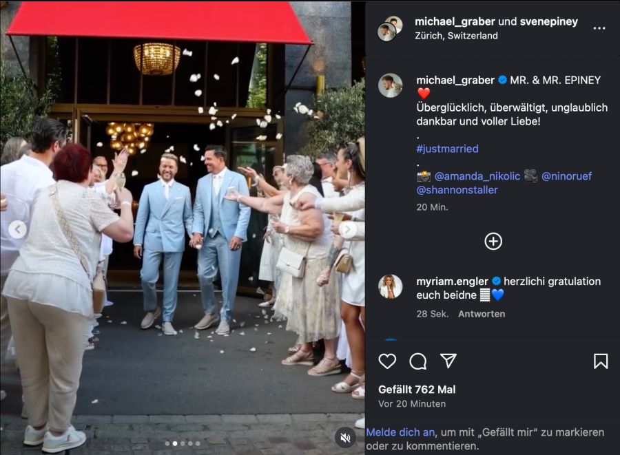 Die beiden teilen ausgewählte Momente der Hochzeit mit ihren Fans.