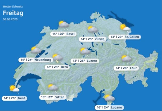 So wird das Wetter am Freitag. Wetter