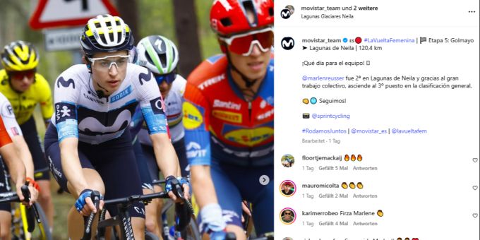 Marlen Reusser, hier im Einsatz an der 5. Etappe der Vuelta Femenina. Marlen Reusser