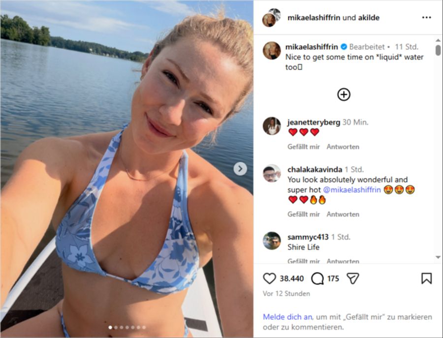 Shiffrin und Kilde suchen in der Sommerhitze Abkühlung.