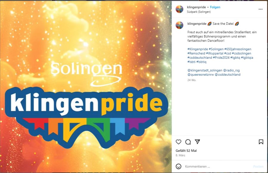 Der Solinger CSD-Chef ist offen, man werde es im Verein ansprechen. Es sei aber jetzt nicht der richtige Zeitpunkt.