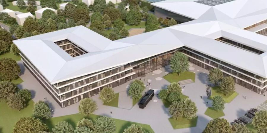 Soll 2021 fertig sein: Die DFB-Akademie in Frankfurt. Foto: kadawittfeldarchitektur/DFB