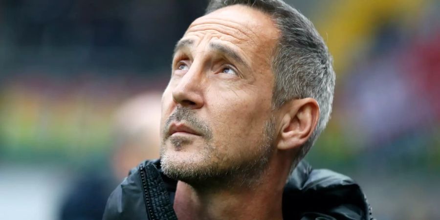 YB-Meistertrainer Adi Hütter blickt nach oben.
