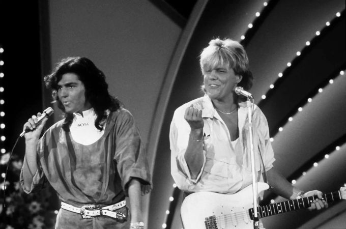 Das deutsche Pop-Duo «Modern Talking» mit Thomas Anders (l) und Dieter Bohlen bei einem Auftritt 1985. Modern Talking Dieter Bohlen