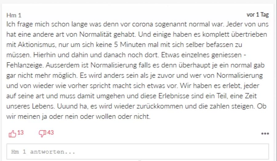 Ein User fragt sich: Was ist eigentlich Normalität?