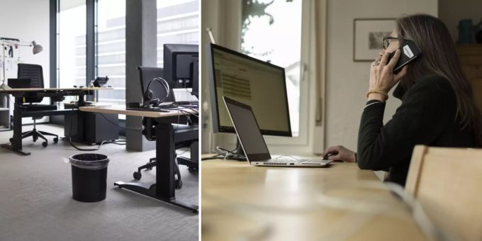 Leere Büros, dafür am Esstisch arbeiten. Die Homeoffice-Pflicht hat teilweise für solch spezielle Bilder gesorgt. Homeoffice