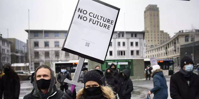 Kulturschaffende machten mit Demonstrationen im Februar auf ihre Situation aufmerksam. Kulturschaffende