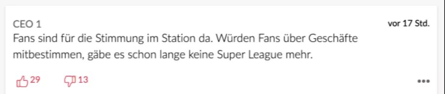 CEO 1 meint, dass die Fans nicht über Geschäfte mitbestimmen sollten.