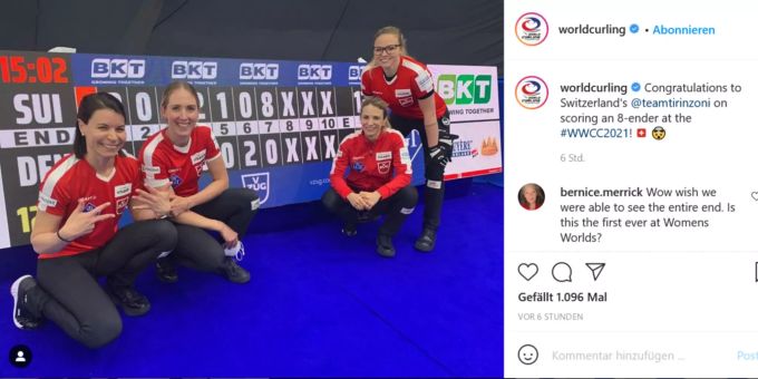 Die Schweizer Curlerinnen schreiben an der Curling-WM in Calgary mit einem Achterhaus Geschichte. curling wm achterhaus