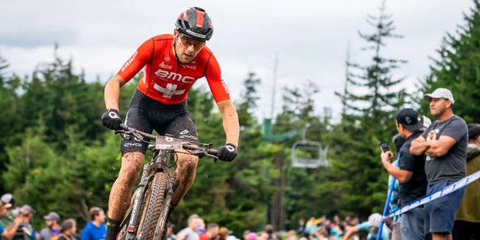 Filippo Colombo im Einsatz in Snoeshow (USA). UCI Mountain Bike World Cup