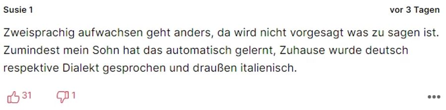 «Susie 1» hat Erfahrung damit, ein Kind zweisprachig grosszuziehen.