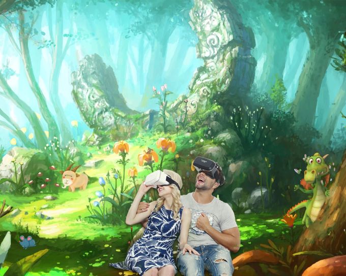 In der virtuellen Welt kann man magische Welten erleben. Poster Brille Virtualität Wald
